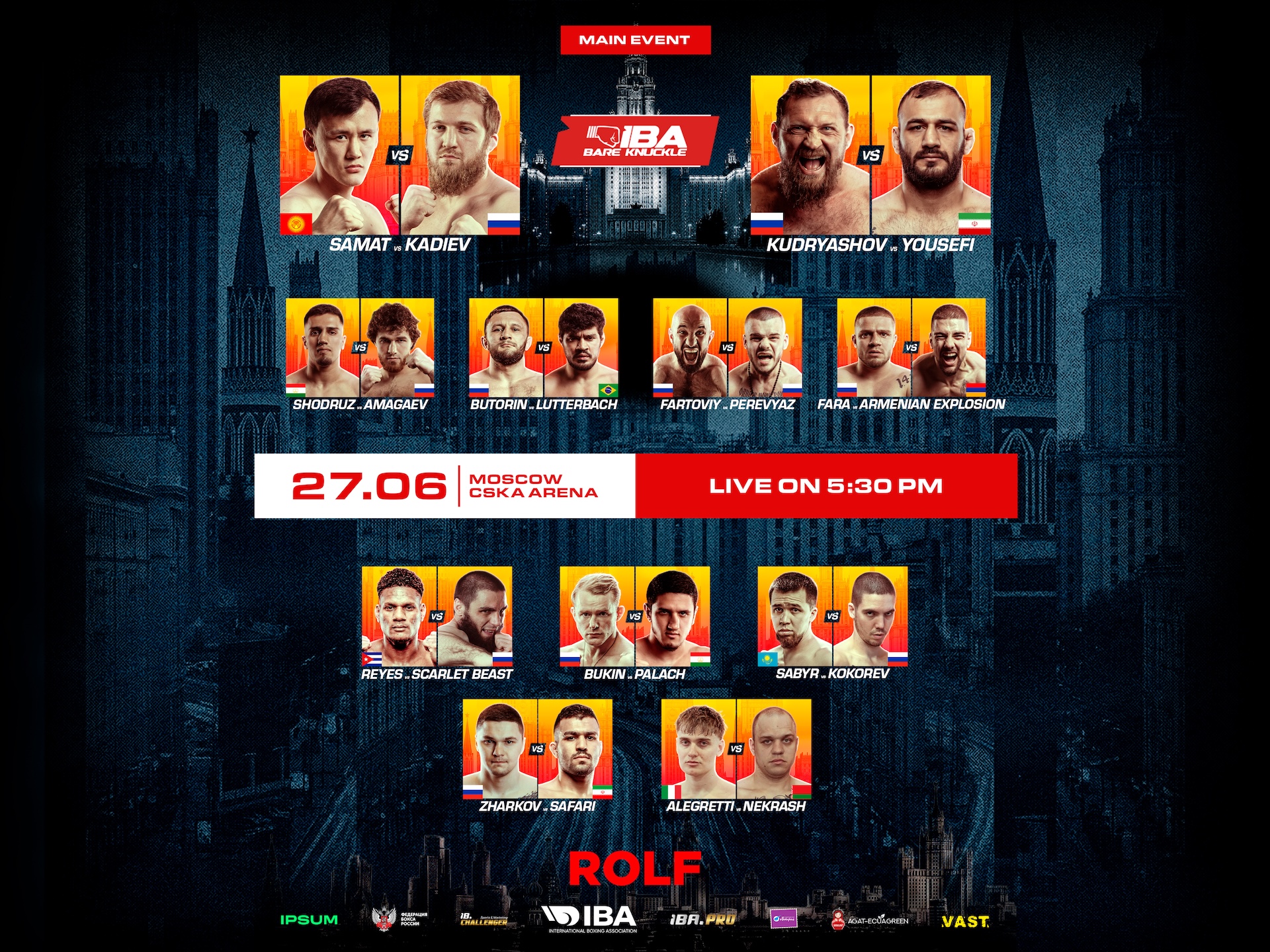 IBA Bare Knuckle 5 Moscow – 27 June 2026